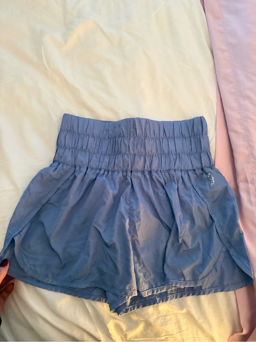 High-Waist Blue Women’s Smocked Waist Shorts